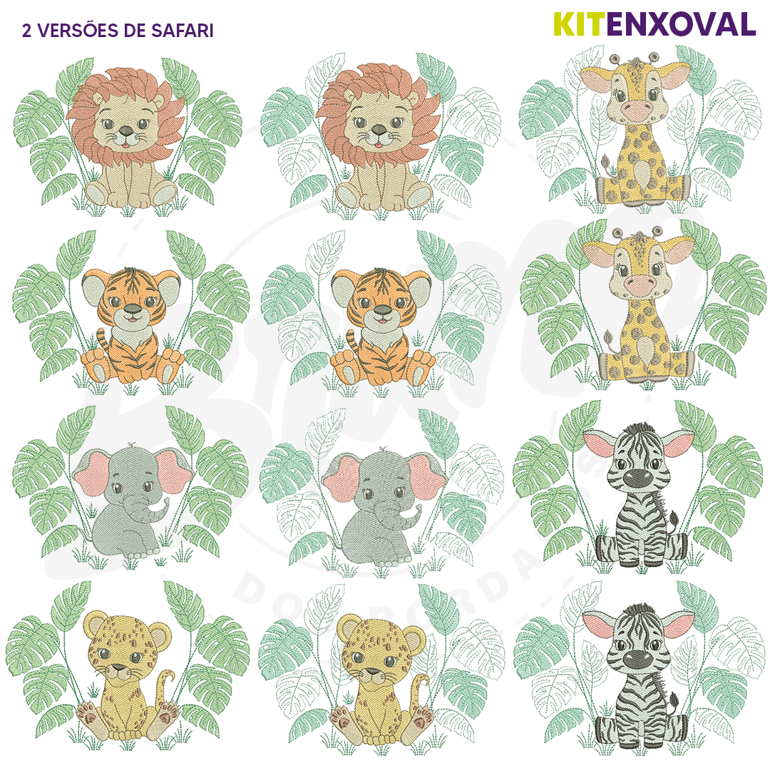 Kit Enxoval #81 - Safari moldura, tag, hora do banho e jardim