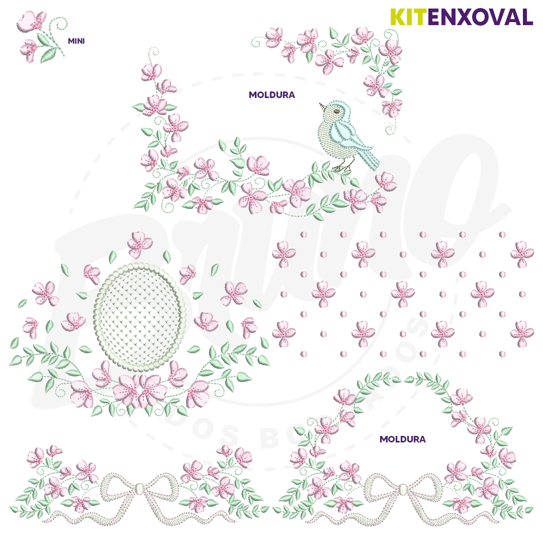 Kit Enxoval #96 - Flores e passarinho