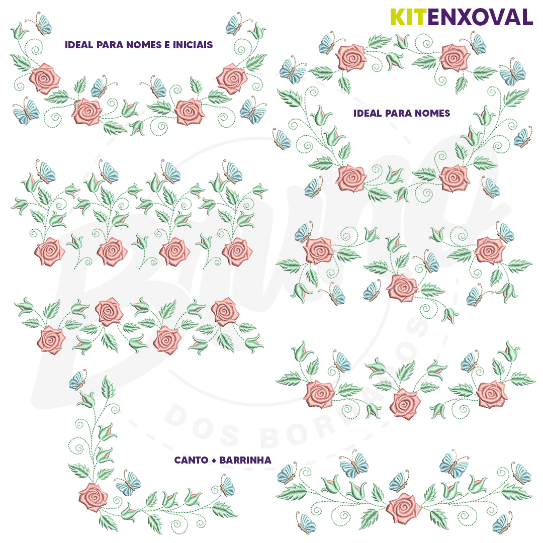 Kit Enxoval #18 - Rosas e borboletas