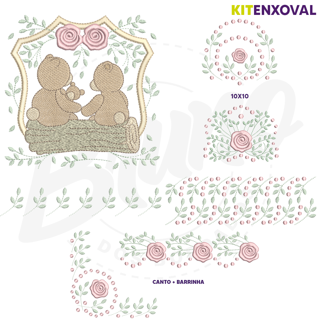 Kit Enxoval #43 - Rosas e urso