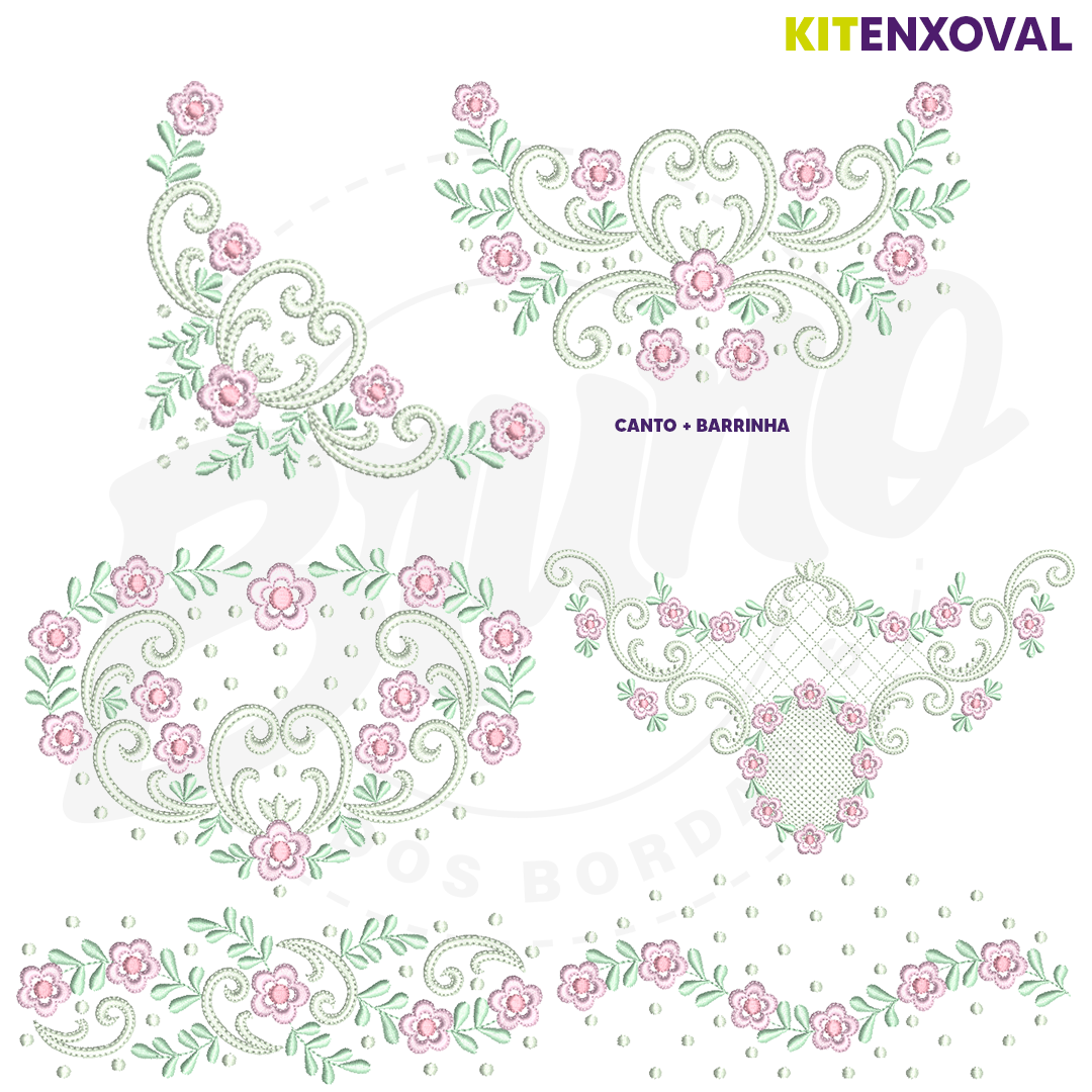 Kit Enxoval #87 - Flores e arabescos