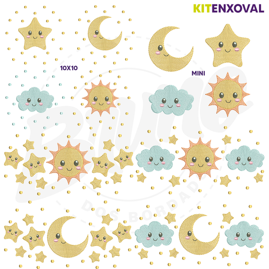 Kit Enxoval #130 - Céu, estrela, nuvem e sol