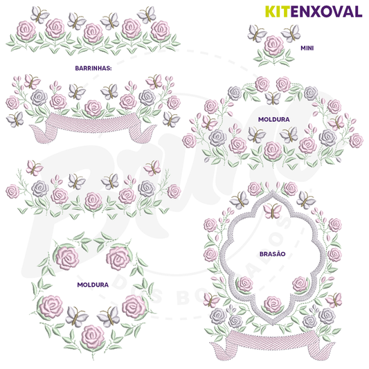 Kit Enxoval #53 - Rosas e borboletas