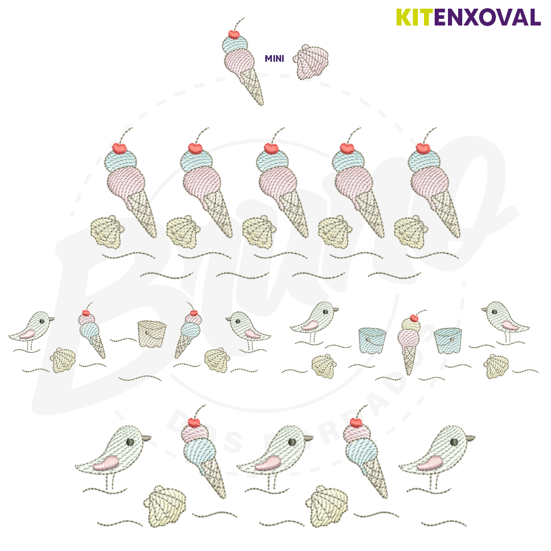 Kit Enxoval #61 - Sorvete, concha e passarinho