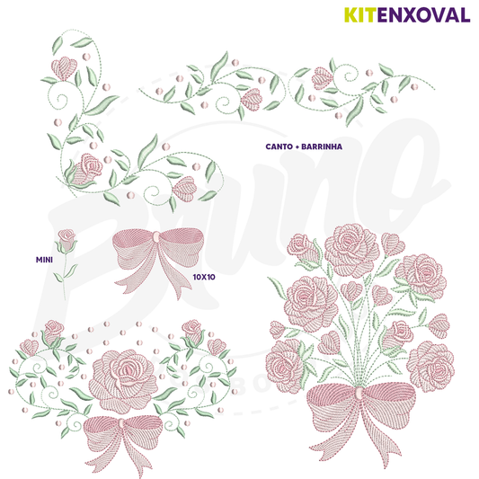 Kit Enxoval #94 - Rosas e laço